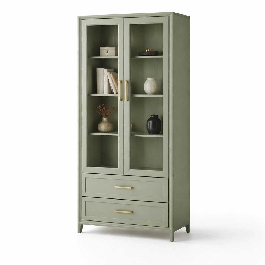 Vitrinenschrank Gruen Modern Glas-velnoxio